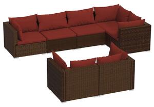 Polyrattan Kerti Ülőgarnitúra - Barna - 7 részes