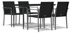 VidaXL 5-részes polyrattan és acél kerti étkezőgarnitúra párnával