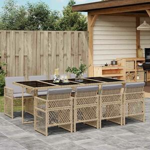 VidaXL Polyrattan Kerti Étkezőgarnitúra - 9 részes - Bézs