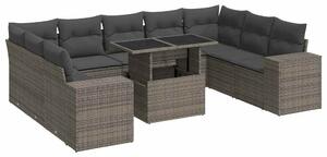 VidaXL Polyrattan Kerti Ülőgarnitúra - 10 részes - Szürke