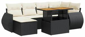 VidaXL 7 részes Polyrattan Kerti Ülőgarnitúra - Fekete