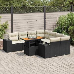 VidaXL Polyrattan Kerti Ülőgarnitúra - 9 részes - Fekete