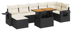 VidaXL Polyrattan Kerti Ülőgarnitúra - 8 részes - Fekete