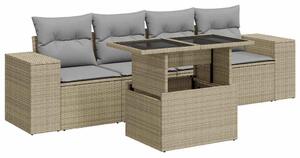 VidaXL 5 részes Polyrattan Kerti Ülőgarnitúra - Bézs