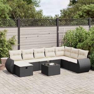VidaXL Polyrattan Kerti Ülőgarnitúra - 9 részes - Fekete