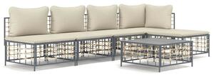 VidaXL Polyrattan Kerti Ülőgarnitúra - 6 részes - Antracit Szürke