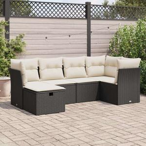 VidaXL Polyrattan Kerti Ülőgarnitúra - 6 részes - Fekete