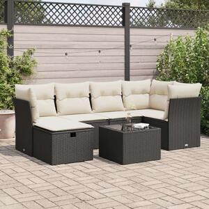 VidaXL Polyrattan Kerti Ülőgarnitúra - 7 részes - Fekete