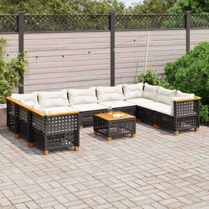 Polyrattan Kerti Ülőgarnitúra - 10 részes - Fekete