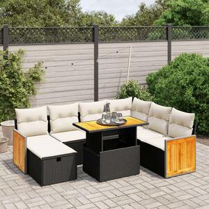VidaXL 8 részes Kerti Ülőgarnitúra - Fekete Polyrattan