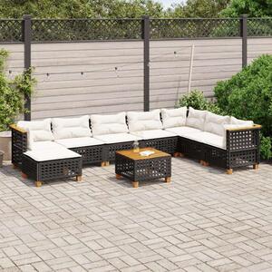 Polyrattan Kerti Ülőgarnitúra - 9 részes - Fekete