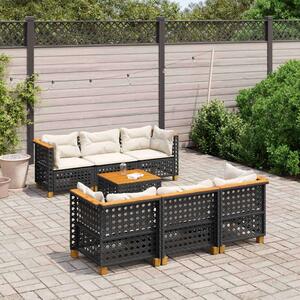 VidaXL Polyrattan Kerti Ülőgarnitúra - 7 részes - Fekete