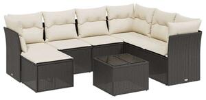VidaXL Polyrattan Kerti Ülőgarnitúra - 8 részes - Fekete