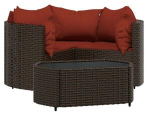 VidaXL 4 részes barna polyrattan kerti ülőgarnitúra párnákkal