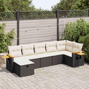 VidaXL Polyrattan Kerti Ülőgarnitúra - 7 részes - Fekete