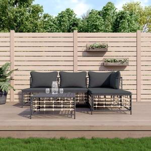 VidaXL Polyrattan Kerti Ülőgarnitúra - 5 részes - Antracitszürke
