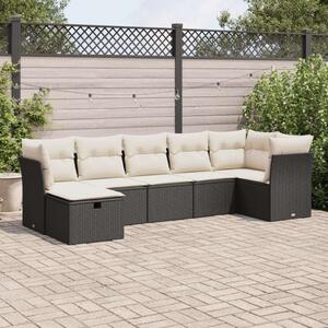 VidaXL Polyrattan Kerti Ülőgarnitúra - 7 részes - Fekete