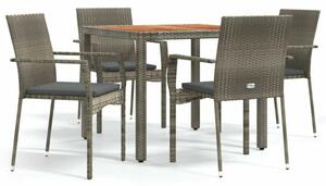 Polyrattan Kerti Étkezőgarnitúra - 5 részes - Szürke