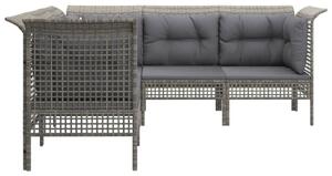 Polyrattan Kerti Ülőgarnitúra - 5 részes - Szürke