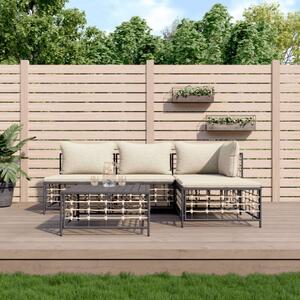 VidaXL 5-részes antracitszürke polyrattan kerti ülőgarnitúra párnákkal