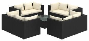 VidaXL Polyrattan Kerti Ülőgarnitúra - 9 részes - Fekete