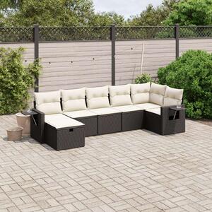 VidaXL Polyrattan Kerti Ülőgarnitúra - 7 részes - Fekete