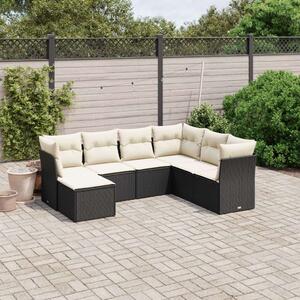 VidaXL Polyrattan Kerti Ülőgarnitúra - 7 részes - Fekete