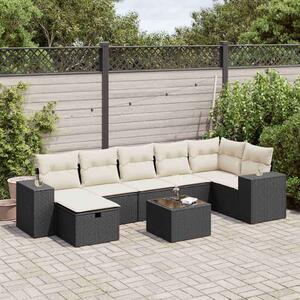 VidaXL Polyrattan Kerti Ülőgarnitúra - 8 részes - Fekete
