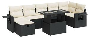 VidaXL Polyrattan Kerti Ülőgarnitúra - 8 részes - Fekete