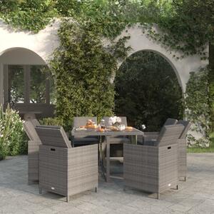Polyrattan Kerti Étkezőgarnitúra - 9 részes - Szürke