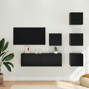 VidaXL TV szekrény garnitúra 5 pcs 100 x 30 x 30 cm Fekete Tölgy