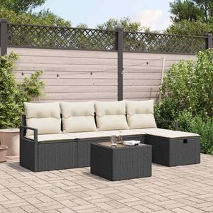 Kerti Kanapé Szett 6 pcs Fekete és krémszínű 230 x 117 x 85 cm