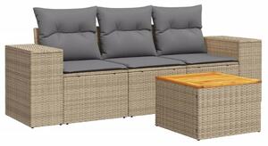 VidaXL Polyrattan Kerti Ülőgarnitúra - 4 részes - Bézs