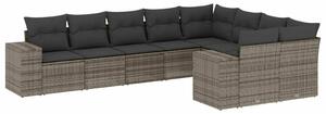 VidaXL 9-részes szürke polyrattan kerti ülőgarnitúra párnákkal