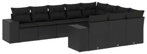 VidaXL Polyrattan Kerti Ülőgarnitúra - 10 részes - Fekete