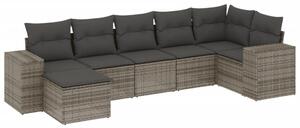 VidaXL 7 részes szürke polyrattan kerti ülőgarnitúra párnákkal