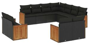 Polyrattan Kerti Ülőgarnitúra - 11 részes - Fekete