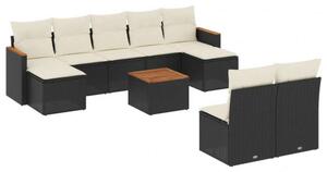 VidaXL Polyrattan Kerti Ülőgarnitúra - 10 részes - Fekete