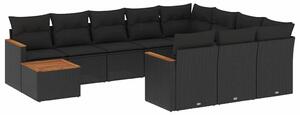VidaXL Polyrattan Kerti Ülőgarnitúra - 11 részes - Fekete