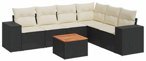 VidaXL Polyrattan Kerti Ülőgarnitúra - 7 részes, Fekete