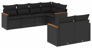 VidaXL Polyrattan Kerti Ülőgarnitúra - 7 részes - Fekete