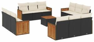 VidaXL Polyrattan Kerti Ülőgarnitúra - 13 részes - Fekete