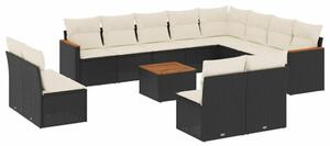 VidaXL Polyrattan Kerti Ülőgarnitúra - 13 részes - Fekete