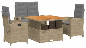 VidaXL Polyrattan Kerti Étkezőgarnitúra - 4 részes - Bézs