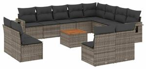 VidaXL Polyrattan Kerti Ülőgarnitúra - 13 részes - Szürke