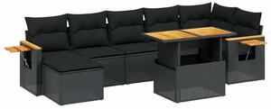 VidaXL Polyrattan Kerti Ülőgarnitúra - 8 részes - Fekete