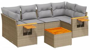 VidaXL Polyrattan Kerti Ülőgarnitúra - 7 részes - Bézs