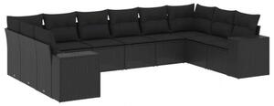 VidaXL Polyrattan Kerti Ülőgarnitúra - 10 részes - Fekete
