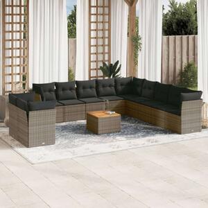 VidaXL 12 részes szürke polyrattan kerti ülőgarnitúra párnákkal