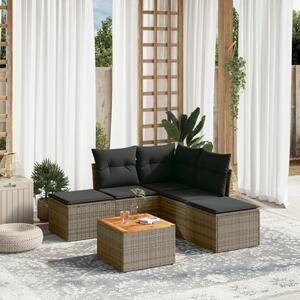VidaXL Polyrattan Kerti Ülőgarnitúra - 6 részes - Szürke